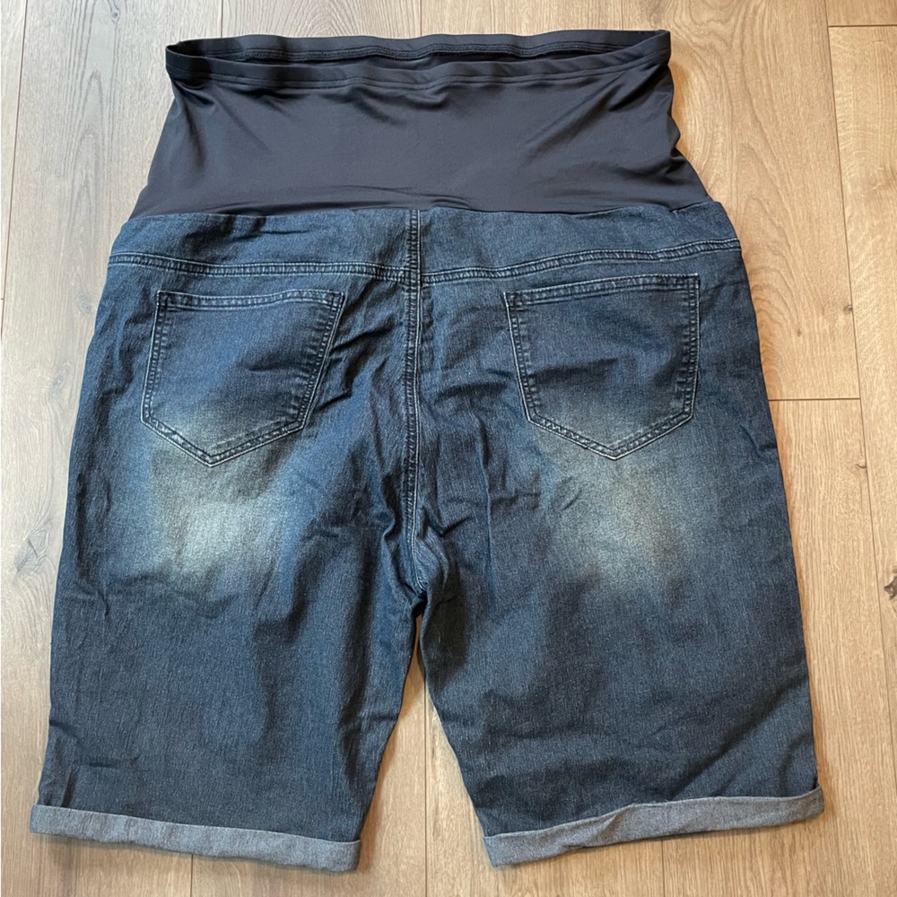 2 pair denim maternity jean shorts - Picture 6 of 7